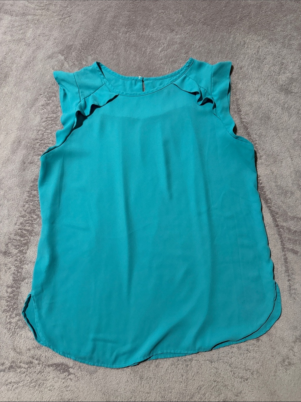 LOFT Teal Ruffle Sleeve Top - Size Medium